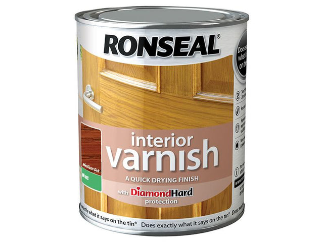 Ronseal Interior Varnish Quick Dry Matt Medium Oak 750Ml