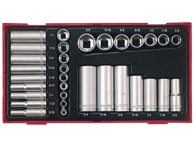 Teng Ttaf32 32 Piece Reg/ Deep Socket Set 1/4-3/8In Drive