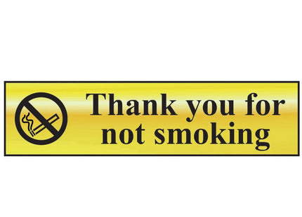 Scan Thank You For Not Smoking - Polished Brass Effect 200 X 50Mm