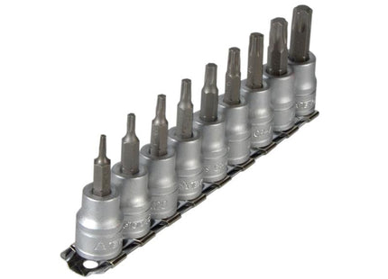 Teng M3813Tx Socket Clip Rail Set Of 9 External Torx 3/8In Drive
