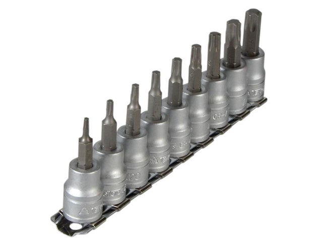 Teng M3813Tx Socket Clip Rail Set Of 9 External Torx 3/8In Drive