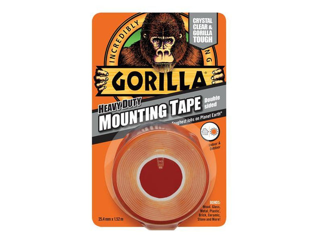 Gorilla Glue Gorilla Heavy-Duty Double Sided Clear Mounting Tape 25.4Mm X 1.52M