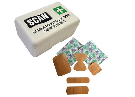 Scan Hypoallergenic Fabric Plasters 100 Assorted