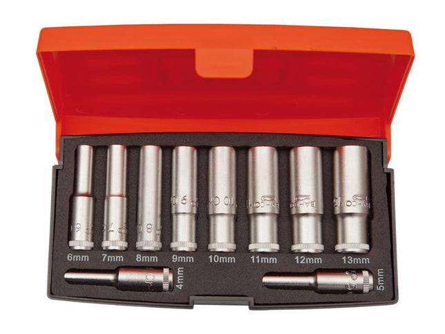 Bahco S0810L 1/4In Drive Deep Socket Set Of 10 Metric