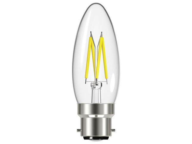 Energizer LED BC (B22) Candle Filament Non-Dimmable Bulb, Warm White 470 lm 4W