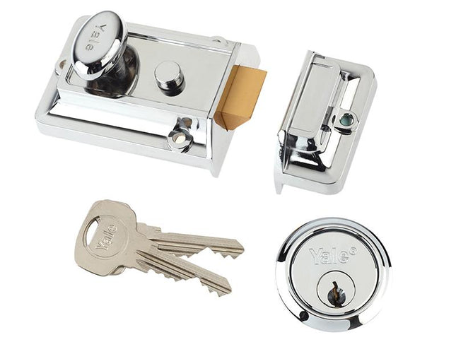 Yale Locks P77 Traditional Nightlatch 60Mm Backset Chrome Finish Box