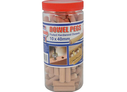 Faithfull Wood Dowels Fluted 40 X 10Mm (Tub 100)