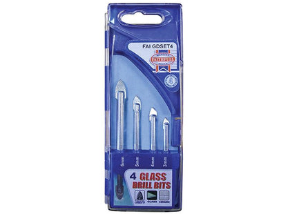 Faithfull Tile & Glass Drill Bit Set Of 4 (3-6Mm)