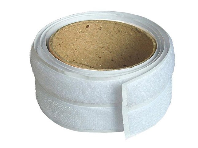 Faithfull Hook & Loop Self-Adhesive Tape 20Mm X 1M White