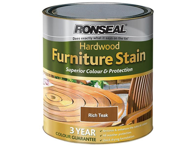 Ronseal Ultimate Protection Hardwood Garden Furniture Stain Rich Teak 750Ml