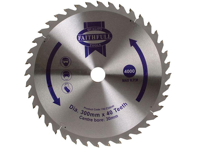 Faithfull Tct Circular Saw Blade 300 X 30Mm X 40T Pos