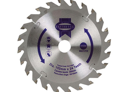 Faithfull Tct Circular Saw Blade 152 X 20Mm X 24T Pos