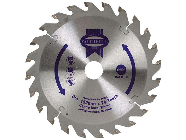 Faithfull Tct Circular Saw Blade 152 X 20Mm X 24T Pos