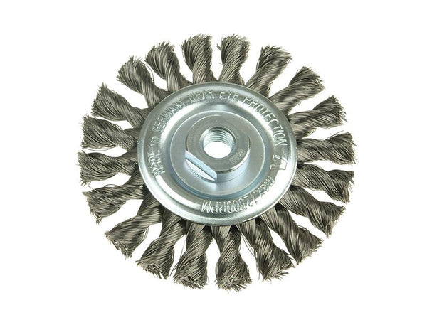 Lessmann Knot Wheel Brush 115 X 14Mm 22.2Mm Bore Stainless Steel Wire