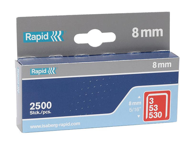 RAPID 53/8B 8Mm Galvanised Staples Box 2500