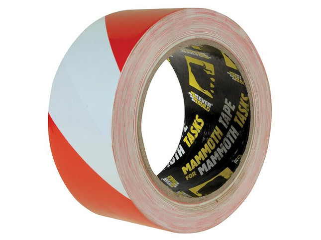 Everbuild Pvc Hazard Tape Red / White 50Mm X 33M