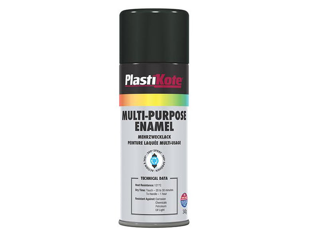 Plastikote Multi Purpose Enamel Spray Paint Gloss Black 400Ml