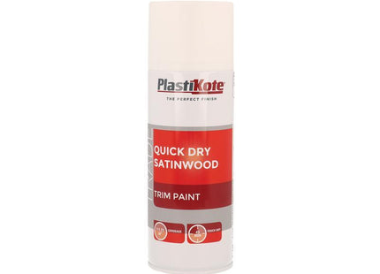 Plastikote Trade Quick Dry Trim Spray Satinwood White 400Ml