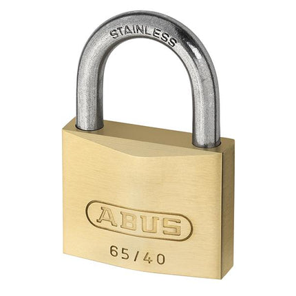 ABUS Mechanical 65Ib/40Mm Brass Padlock Stainless Steel Shackle Carded