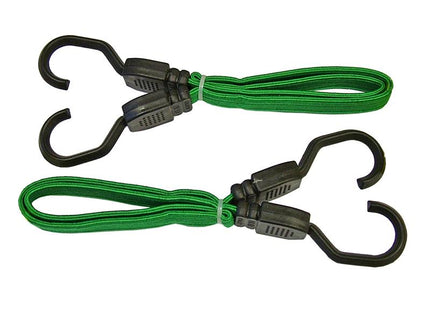 Faithfull Flat Bungee Cord 60Cm (24In) Green 2 Piece