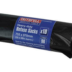 Faithfull Heavy-Duty Black Refuse Sacks (10)