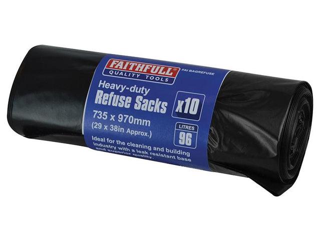 Faithfull Heavy-Duty Black Refuse Sacks (10)