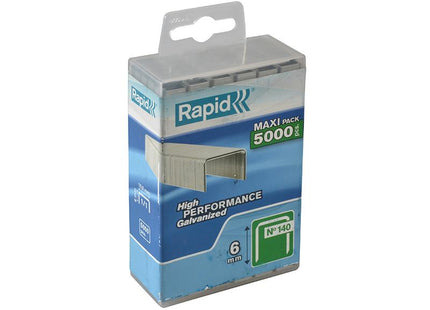 RAPID 140/6 6Mm Galvanised Staples Poly Pack 5000