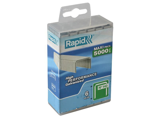 RAPID 140/6 6Mm Galvanised Staples Poly Pack 5000