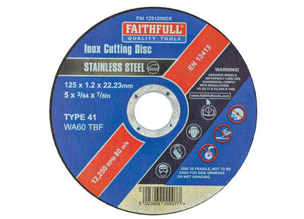 Faithfull Inox Cutting Disc 125 x 1.2 x 22.23mm