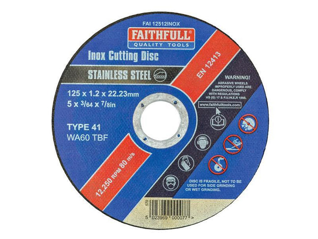 Faithfull Inox Cutting Disc 125 x 1.2 x 22.23mm