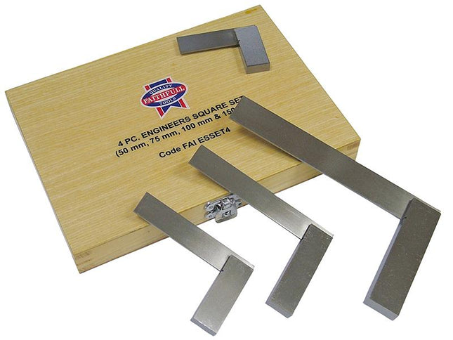 Faithfull Engineer'S Squares Set, 4 Piece (50, 75, 100, 150Mm)