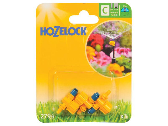 Hozelock Adjustable Micro Jet 180 Degree 4Mm/13Mm (3 Pack)