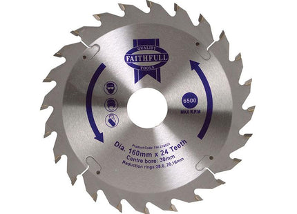 Faithfull Tct Circular Saw Blade 160 X 30Mm X 24T Pos