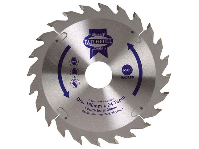 Faithfull Tct Circular Saw Blade 160 X 30Mm X 24T Pos