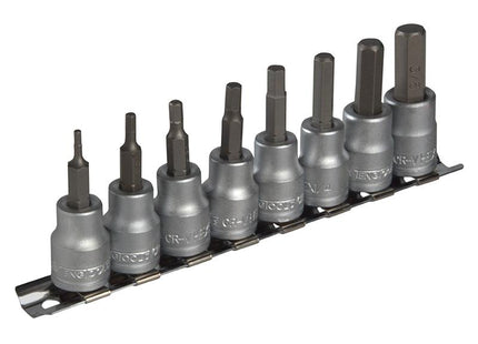 Teng M3811 Socket Clip Rail Af Hex Set Of 8 3/8In Drive
