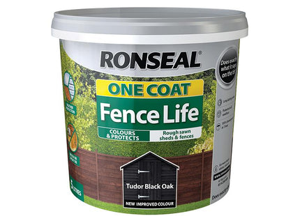 Ronseal One Coat Fence Life Tudor Black Oak 5 Litre