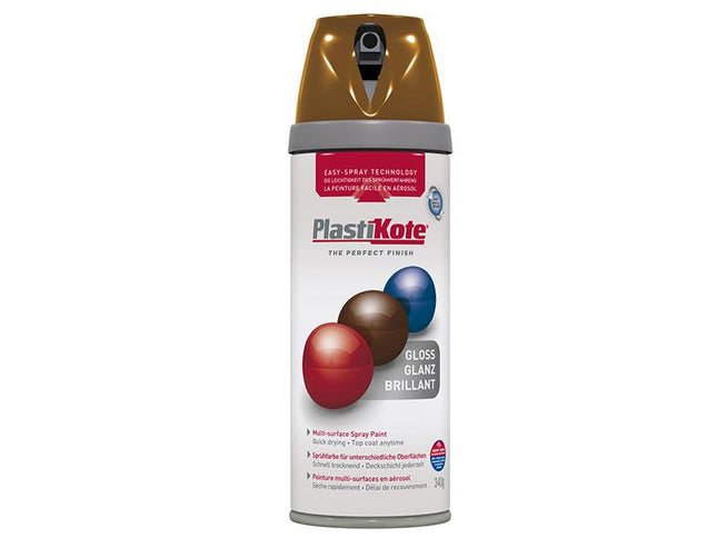 Plastikote Twist & Spray Gloss Chestnut Brown 400Ml