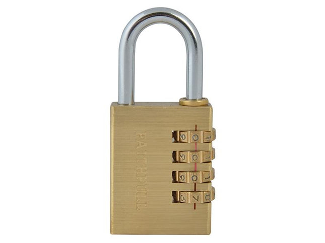 Faithfull Brass Combination Padlock 38Mm