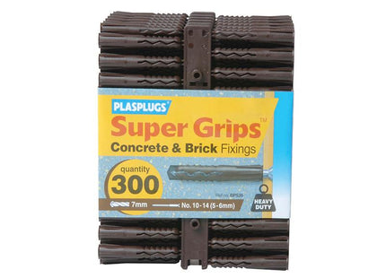 PLASPLUGS Bp 539 Solid Wall Super Grips Fixings Brown (300)