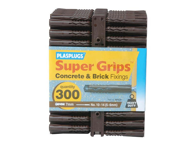 PLASPLUGS Bp 539 Solid Wall Super Grips Fixings Brown (300)