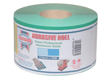 Faithfull Aluminium Oxide Sanding Paper Roll Green 115Mm X 50M 120G