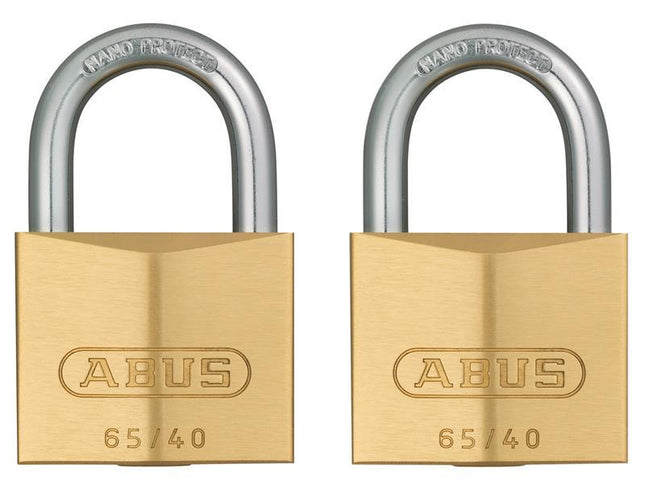 ABUS Mechanical 65/40Mm Brass Padlock Twin Carded