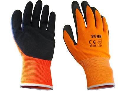 Scan Hi-Vis Orange Foam Latex Coated Gloves - Large (Size 9)