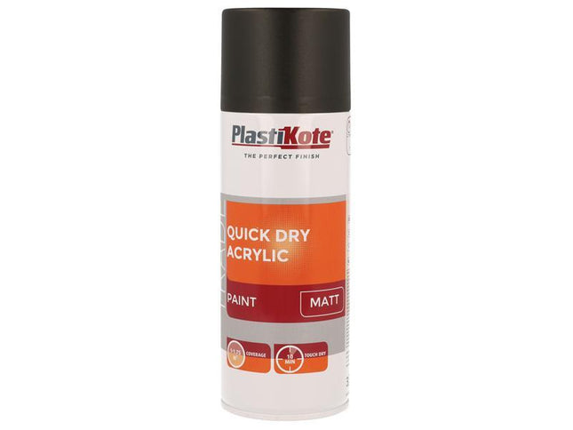 Plastikote Trade Quick Dry Acrylic Spray Paint Matt Black 400Ml