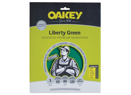 Oakey Liberty Green Aluminium Oxide Sheets 230 X 280Mm Assorted (3)
