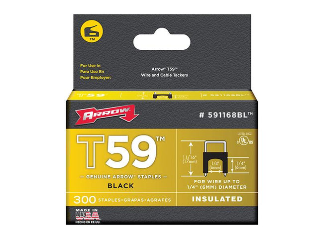 ARROW T59 Insulated Staples Black 6 X 6Mm Box 300