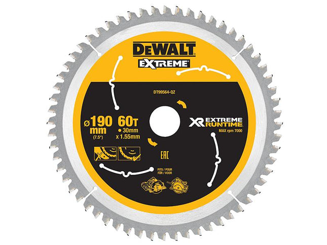 DEWALT Flexvolt Xr Circular Saw Blade 190 X 30Mm X 60T