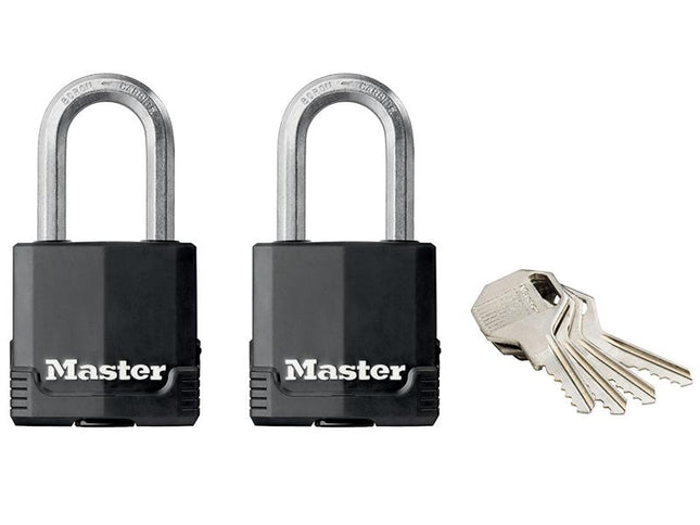 Master Lock Excell Weather Tough 45Mm Padlock 4-Pin - Keyed Alike X 2