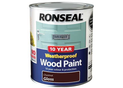 Ronseal 10 Year Weatherproof Wood Paint Chestnut Gloss 750Ml