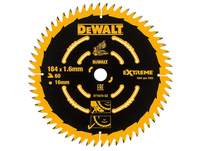 DEWALT Cordless Mitre Saw Blade For Dcs365 184 X 16Mm X 60T